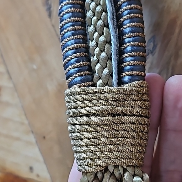 Gorgeous unique braided cord tan and gold tapestry brooch tie waist belt OS - Picture 7 of 8